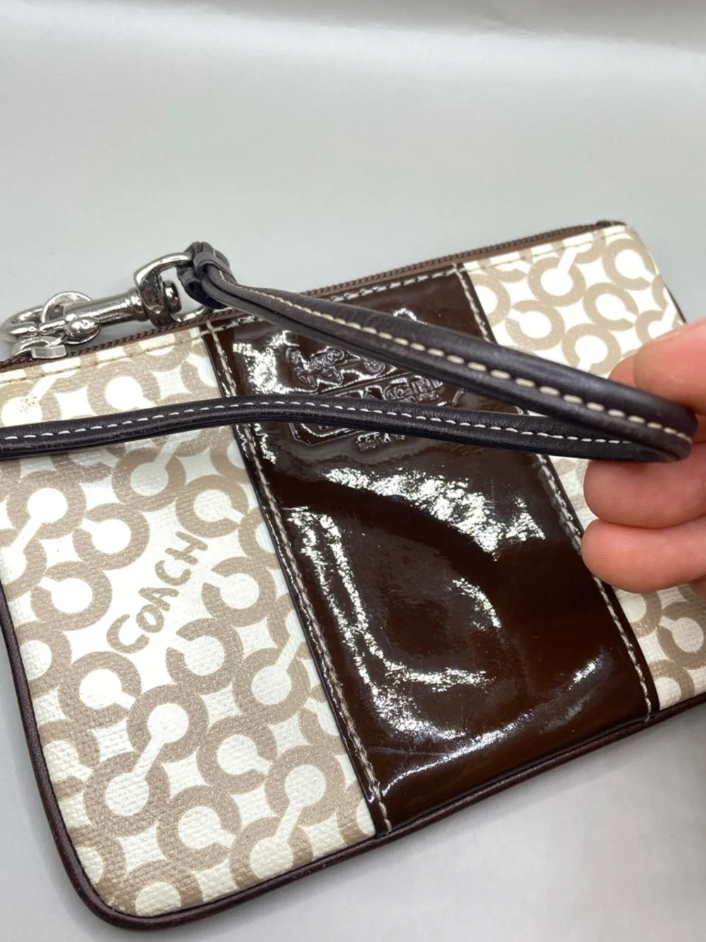Coach Penelope Signature Patent Leather Wristlet